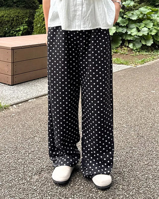Polka Dot Linen Balloon Pants