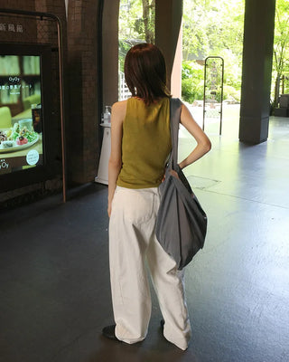 High-waisted balloon cotton pants