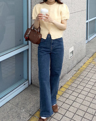 Elastic waist denim pants
