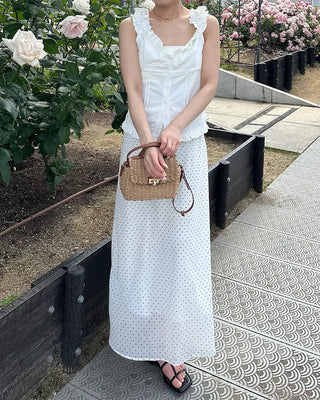 Polka Dot Chiffon Long Skirt