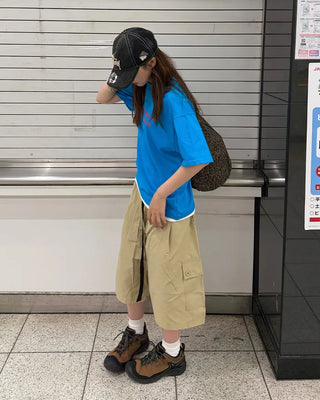D-ring belt Bermuda shorts