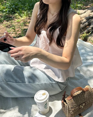Ribbon frill sleeveless