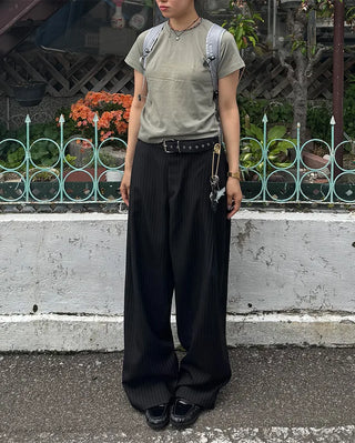 Striped wide slacks