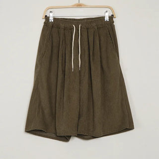 Corduroy elastic waist shorts