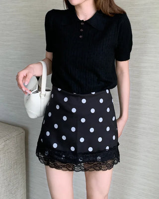 Cable knit short-sleeved sweater