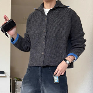 Two-tone knit cardigan