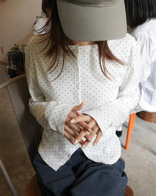 Round neck polka dot cardigan