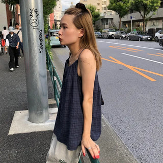 Checked Shirred Camisole