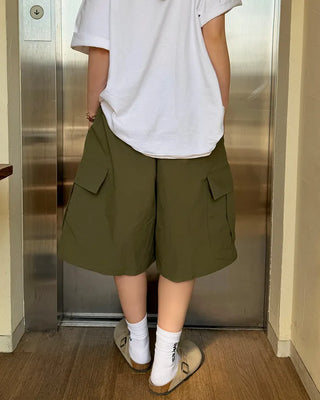 Nylon cargo Bermuda shorts