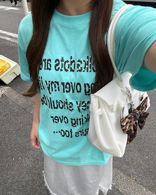 Dot lettering print short-sleeved T-shirt