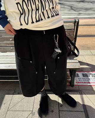 (UNISEX) Snap Bermuda Easy Pants