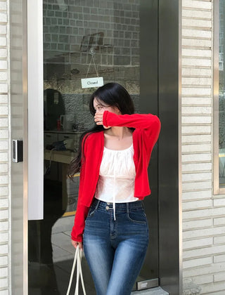 [10 colors] Linen V-neck cardigan