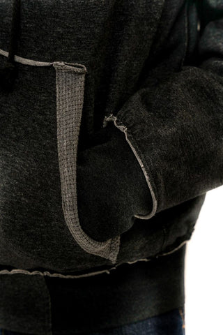 [Moromoro2] Raw-Edge Reversible Waffle Zip  Hoodie