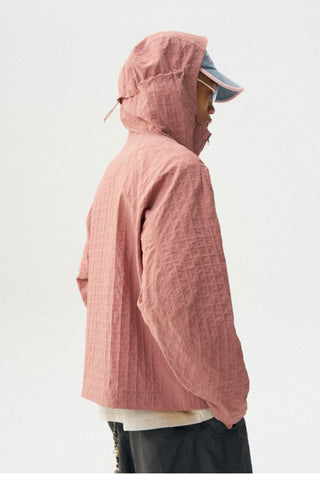 [Monterest] Textured Plaid Hooded Jacket