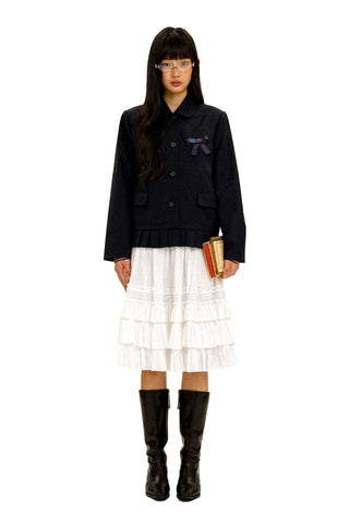 [Moromoro2] Doll Collar Pleated Hem  Blazer