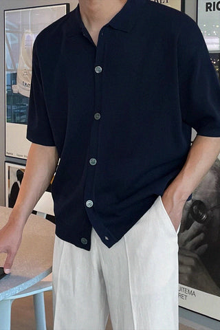 polo lapel knitted t-shirt