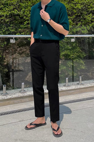 polo lapel knitted t-shirt