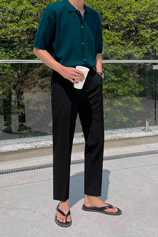 polo lapel knitted t-shirt