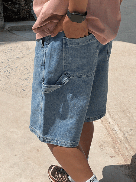 Bian Bermuda Carpenter Cutout Denim Shorts