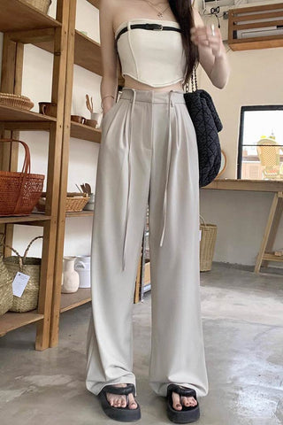 high waist drape suit trousers