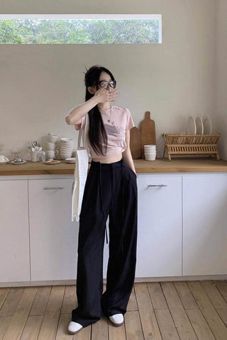 high waist drape suit trousers
