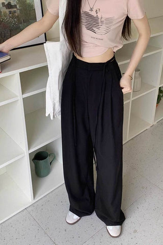 high waist drape suit trousers