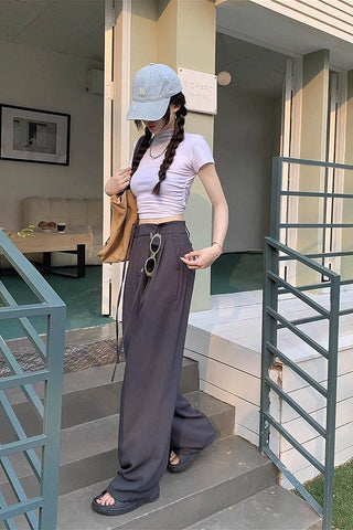 high waist drape suit trousers