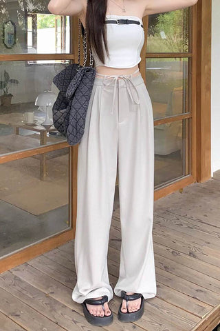 high waist drape suit trousers