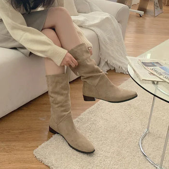 (2 colors) Suede Half Boots