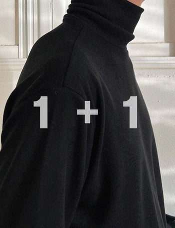 1 + 1 Knit Long Turtleneck T-shirt (M~XL)