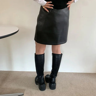 Leather mini skirt