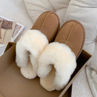 0640 Winter, High-Quality Leather Wool Slippers (2 colors)