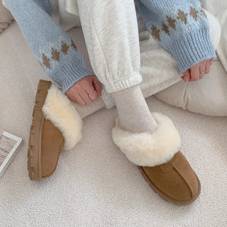0640 Winter, High-Quality Leather Wool Slippers (2 colors)