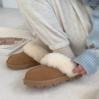0640 Winter, High-Quality Leather Wool Slippers (2 colors)