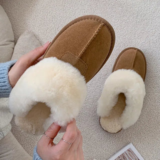 0640 Winter, High-Quality Leather Wool Slippers (2 colors)