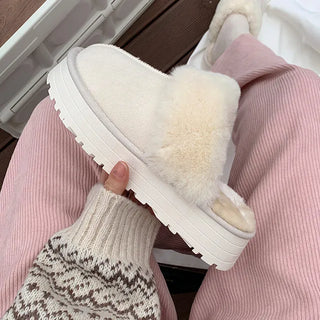0643 Simple Suede Platform Slippers
