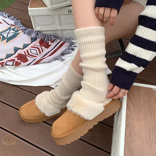 0643 Simple Suede Platform Slippers