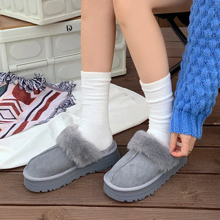 0643 Simple Suede Platform Slippers