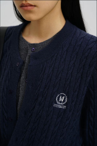 [MASONPRINCE] Two-Tone Cable Knit Cardigan
