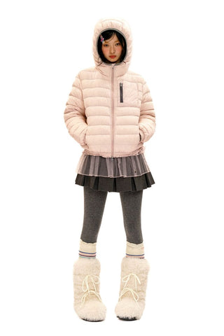 [Moromoro2] Lace Trim Hooded Down Jacket /  Vest