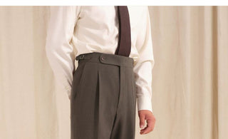 [CULTUM] Herringbone Brushed Pleated Trousers