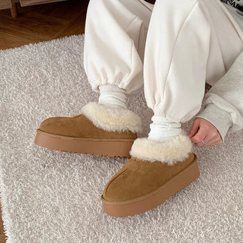 Platform warm sheepskin boots