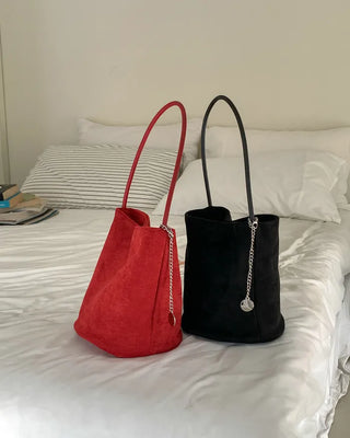 Suede Chain Mini Shoulder Bucket Bag