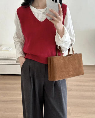 Suede Square Tote Bag