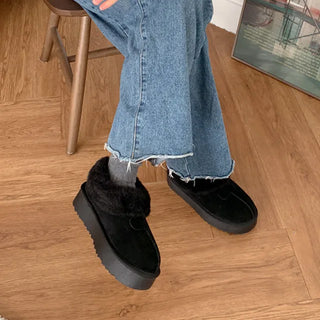 Platform warm sheepskin boots
