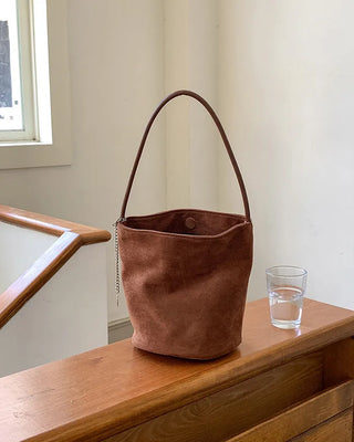 Suede Chain Mini Shoulder Bucket Bag