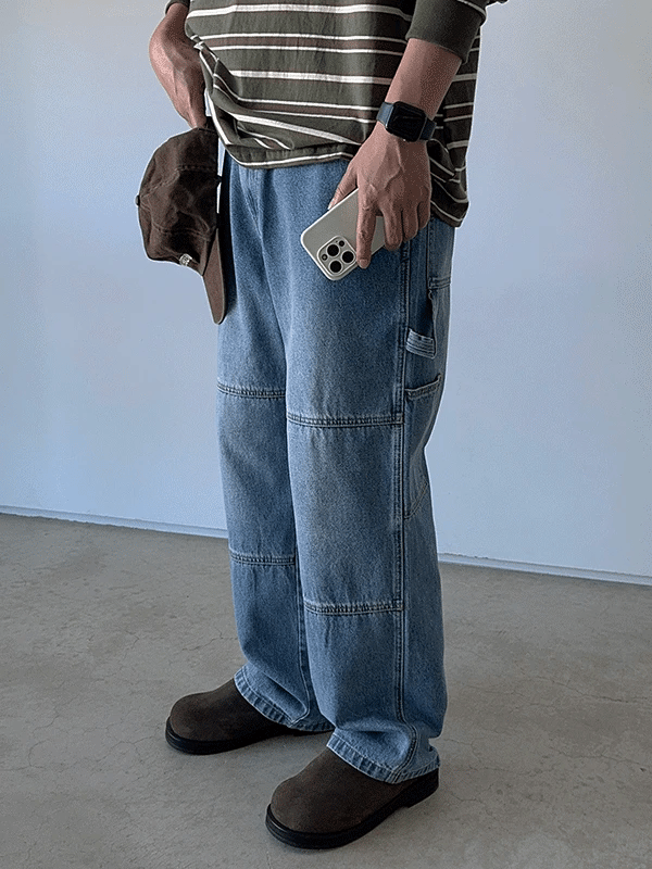Player Patch Carpenter Double Knee Denim Pants
