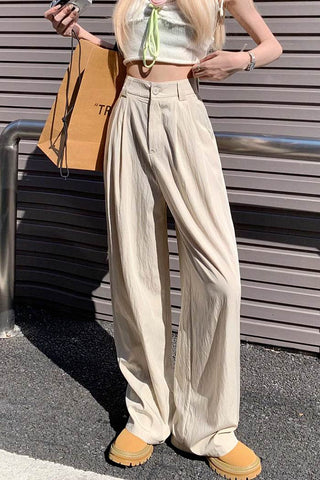 casual high waist loose straight-leg pants