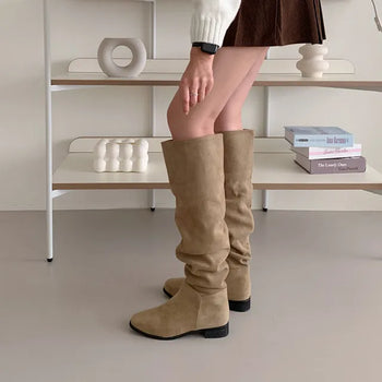 Suede high-top boots