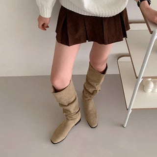 Suede high-top boots